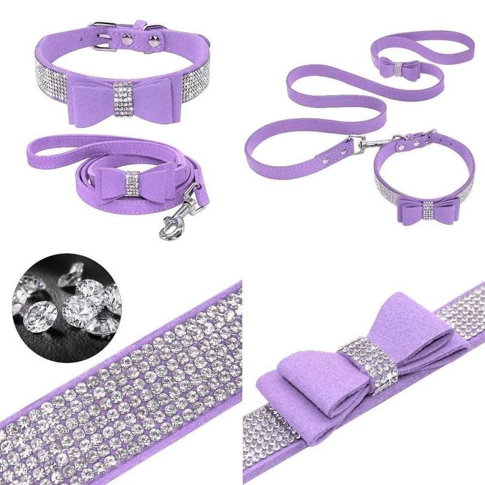 NEW Sparkling Bling Swarovski Crystal Rhinestone Pet Dog Collar & Leash … - Picture 14 of 15